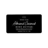 Minimalistische Zwarte Body Scrub Cosmetische Potj Etiket (Voorkant)