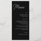Minimalistische zwarte bruiloft menu (Voorkant)