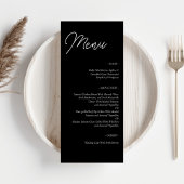 Minimalistische zwarte bruiloft menu