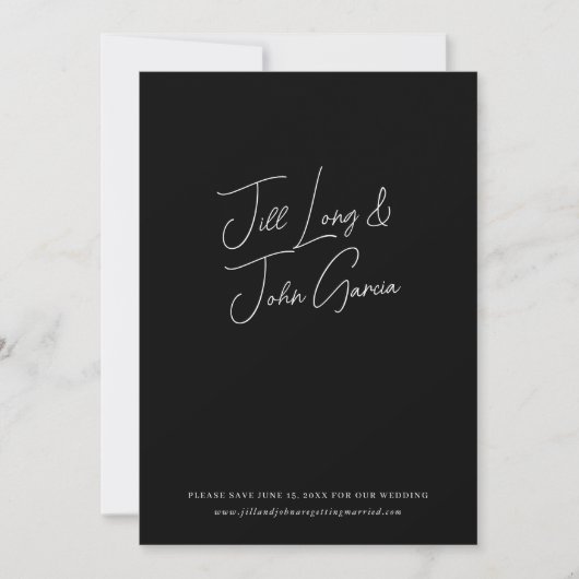 Minimalistische zwarte bruiloft Save the Date Kaart (Voorkant)