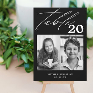 Minimalistische zwarte bruiloft tafel nummer twee  aankondiging