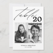 Minimalistische zwarte bruiloft tafel nummer twee aankondiging (Voorkant)