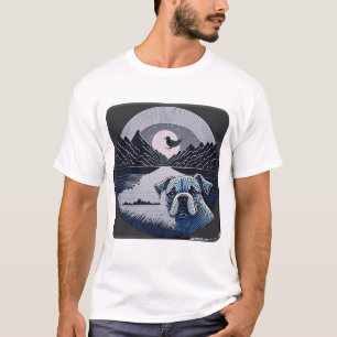 Minimalistische zwarte Bulldog Face Outline met Cl T-shirt