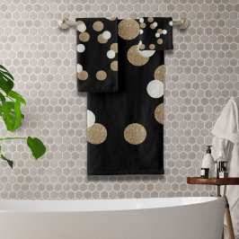 minimalistische zwarte champagne gouden confetti bad handdoek