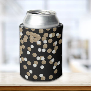 minimalistische zwarte champagne gouden confetti blikjeskoeler