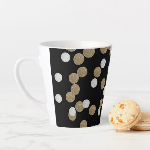 minimalistische zwarte champagne gouden confetti latte mok