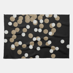 minimalistische zwarte champagne gouden confetti theedoek