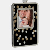 minimalistische zwarte champagne gouden confetti verzilverd kader ornament (Rechts)