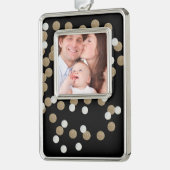 minimalistische zwarte champagne gouden confetti verzilverd kader ornament (Links)