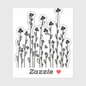 Minimalistische zwarte doedel bloemen sticker (Vel)