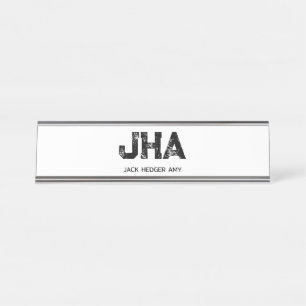 MINIMALISTISCHE ZWARTE DRIE LETTER MONOGRAM NAAM W BUREAU NAAMBORDJE
