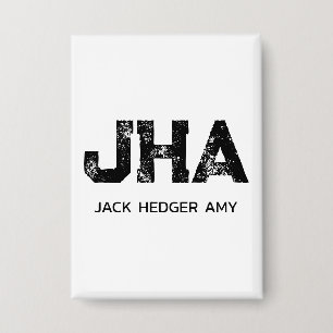 MINIMALISTISCHE ZWARTE DRIE LETTER MONOGRAM NAAM W BUTTON