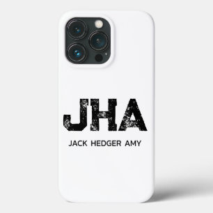 MINIMALISTISCHE ZWARTE DRIE LETTER MONOGRAM NAAM W iPhone 13 PRO HOESJE