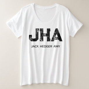 MINIMALISTISCHE ZWARTE DRIE LETTER MONOGRAM NAAM W GROTE MAAT T-SHIRT