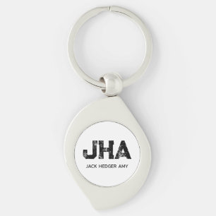 MINIMALISTISCHE ZWARTE DRIE LETTER MONOGRAM NAAM W SLEUTELHANGER