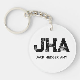 MINIMALISTISCHE ZWARTE DRIE LETTER MONOGRAM NAAM W SLEUTELHANGER