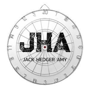 MINIMALISTISCHE ZWARTE DRIELETTERIGE MONOGRAM NAAM DARTBORD
