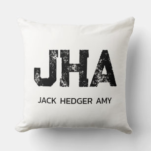 MINIMALISTISCHE ZWARTE DRIELETTERIGE MONOGRAM NAAM KUSSEN