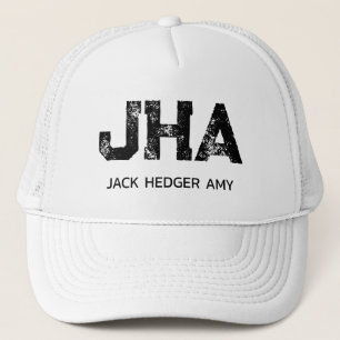 MINIMALISTISCHE ZWARTE DRIELETTERIGE MONOGRAM NAAM TRUCKER PET