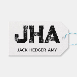 MINIMALISTISCHE ZWARTE DRIELITTERIGE MONOGRAM NAAM CADEAULABEL