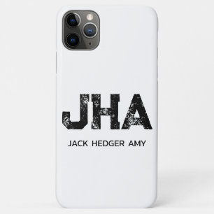 MINIMALISTISCHE ZWARTE DRIELITTERIGE MONOGRAM NAAM iPhone 11 PRO MAX HOESJE