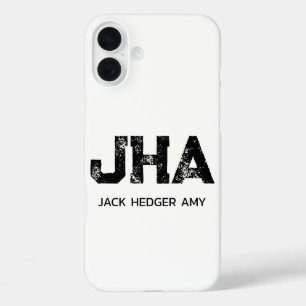MINIMALISTISCHE ZWARTE DRIELITTERIGE MONOGRAM NAAM iPhone 16 PLUS HOESJE