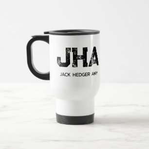 MINIMALISTISCHE ZWARTE DRIELITTERIGE MONOGRAM NAAM REISBEKER