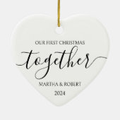 Minimalistische zwarte eerste kerstmis samen keramisch ornament (Achterkant)