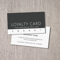 Minimalistische zwarte Elegant White Loyalty-Kaart