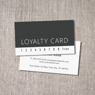 Minimalistische zwarte Elegant White Loyalty-Kaart Klantenkaartje