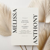 Minimalistische zwarte en ecru moderne bruiloft kaart