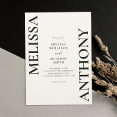 Minimalistische zwarte en ecru moderne bruiloft kaart