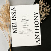 Minimalistische zwarte en ecru moderne bruiloft kaart