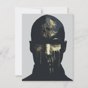 Minimalistische Zwarte en Gouden Abstracte Portret Briefkaart