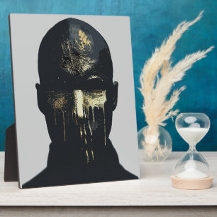 Minimalistische Zwarte en Gouden Abstracte Portret Fotoplaat