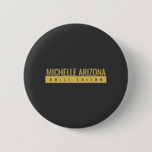 Minimalistische zwarte en gouden kleur professione ronde button 5,7 cm