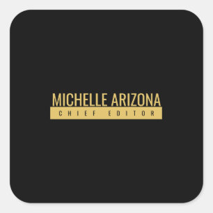 Minimalistische zwarte en gouden kleur professione vierkante sticker