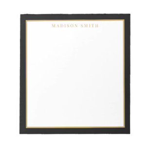 Minimalistische zwarte en gouden monogram notitieblok