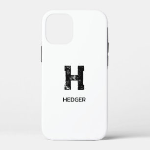 MINIMALISTISCHE ZWARTE EN LETTER MONOGRAM NAAM WIT iPhone 12 MINI HOESJE