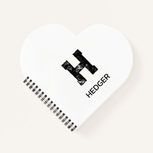 MINIMALISTISCHE ZWARTE EN LETTER MONOGRAM NAAM WIT NOTITIEBOEK