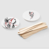 Minimalistische zwarte en rode vleugel lijn kunst  handwaaier (Niet-gemonteerd)