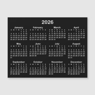 Minimalistische zwarte en witte 2026 magnetische k