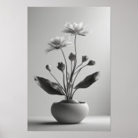 Minimalistische Zwarte en Witte Botanische Bloemmo