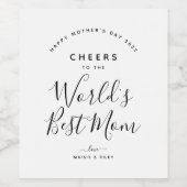 Minimalistische zwarte en witte Cheers World's Bes Wijn Etiket (Enkel label)