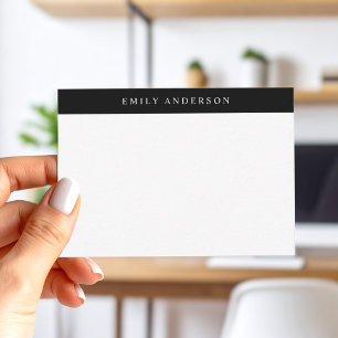 Minimalistische Zwarte en Witte Elegante Monogram Notitiekaartje