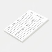 Minimalistische zwarte en witte georganiseerde din post-it® notes (Schuin)