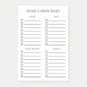 Minimalistische zwarte en witte georganiseerde din post-it® notes (Voorkant)