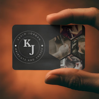 Minimalistische Zwarte en Witte Herensalon Modern Visitekaartje