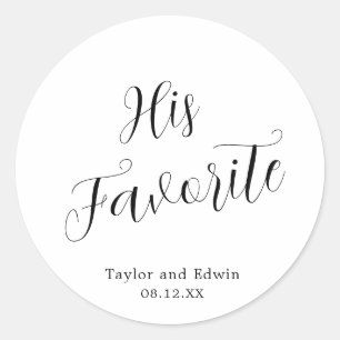 Minimalistische zwarte en witte moderne bruiloft ronde sticker