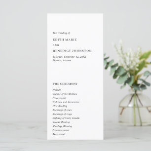 Minimalistische Zwarte en Witte Moderne Trouwdag Programma
